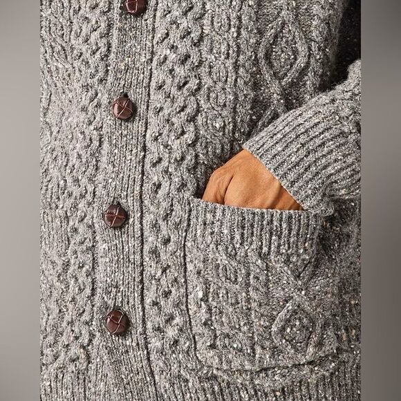 NWT J CREW $350 Merino wool cable-knit cardigan sweater in grey - Picture 4 of 7